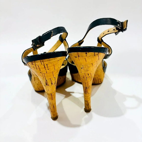 MARC FISHER Valma Cork Peep Toe Heels - Picture 6 of 8